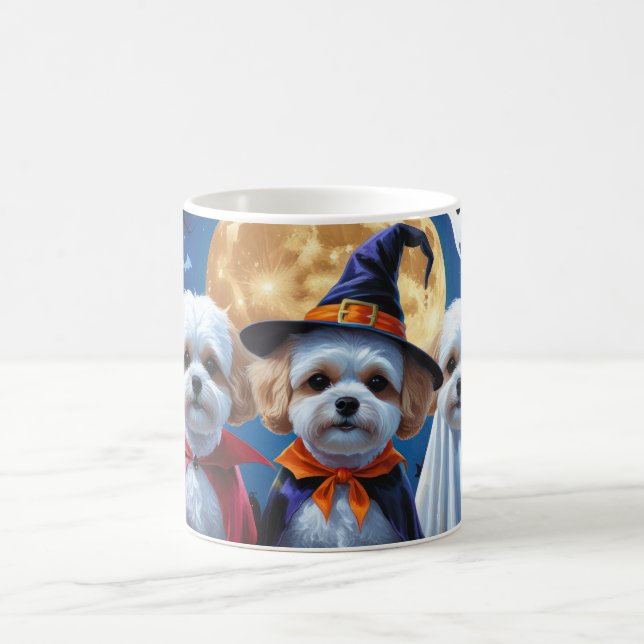 Bichon Frise Dogs Pumpkin Halloween Funny  Coffee Mug (Center)