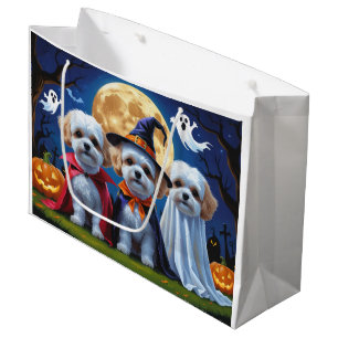 Bichon Frise Dogs Pumpkin Halloween Funny  Large Gift Bag