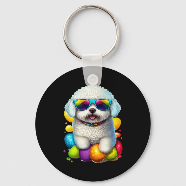 Bichon Frise Easter Eggs Dog Easter Key Ring (Front)