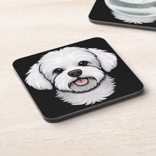 Bichon Frise Gifts Cute Puppy Face Dog Lover Coaster (Left Side)