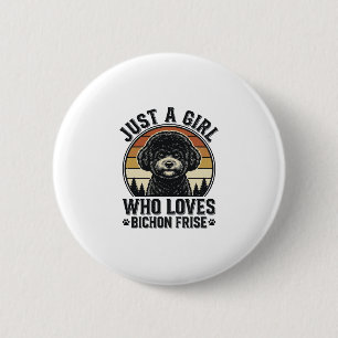 Bichon Frise Girl Vintage Dog Lover Shirt_1 6 Cm Round Badge