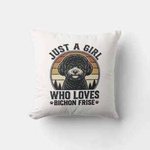 Bichon Frise Girl Vintage Dog Lover Shirt_1 Cushion