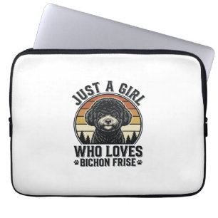 Bichon Frise Girl Vintage Dog Lover Shirt_1 Laptop Sleeve