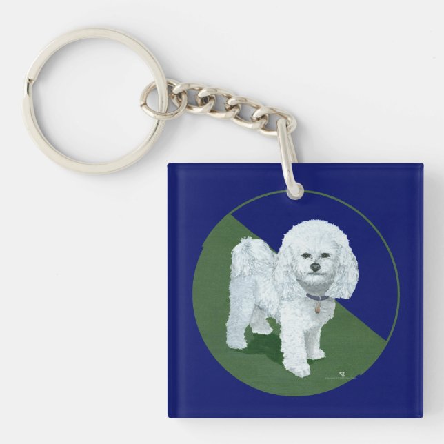 Bichon Frise Graphic Key Ring (Front)