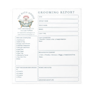 Bichon Frise Grooming Report Card Notepad