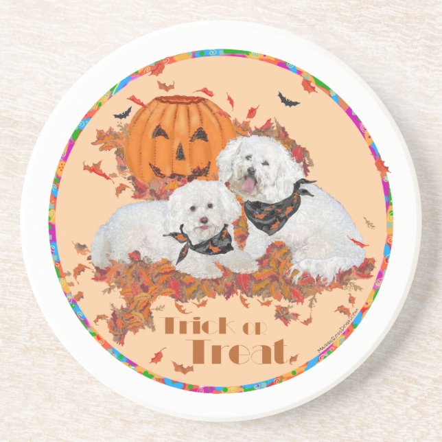Bichon Frise Halloween Coaster (Front)