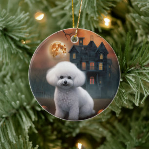 Bichon Frise Halloween Scary  Ceramic Tree Decoration