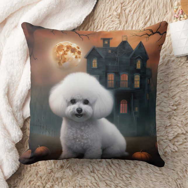 Bichon Frise Halloween Scary  Cushion (Blanket)