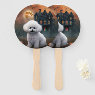 Bichon Frise Halloween Scary  Hand Fan