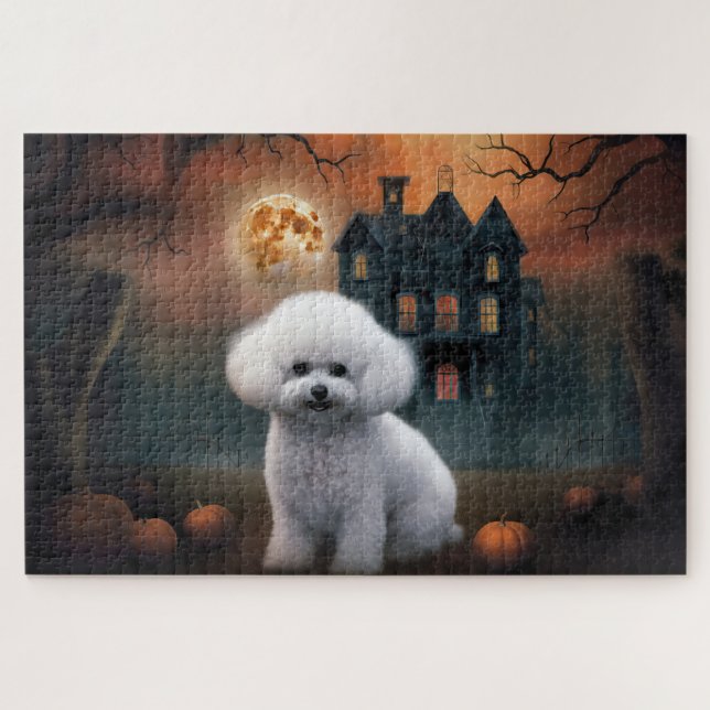 Bichon Frise Halloween Scary  Jigsaw Puzzle (Horizontal)