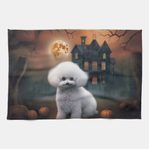 Bichon Frise Halloween Scary Tea Towel