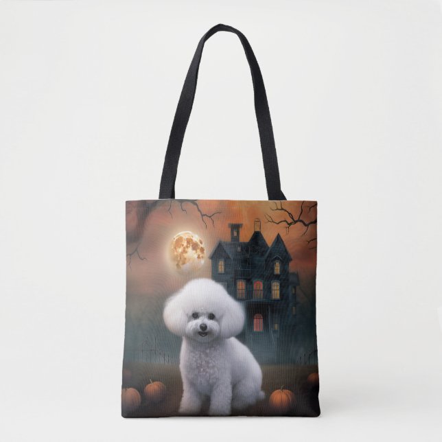 Bichon Frise Halloween Scary  Tote Bag (Front)
