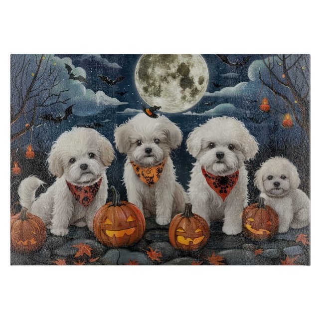 Bichon Frise Halloween Spooky Cutting Board (Front)