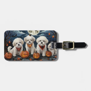 Bichon Frise Halloween Spooky Luggage Tag
