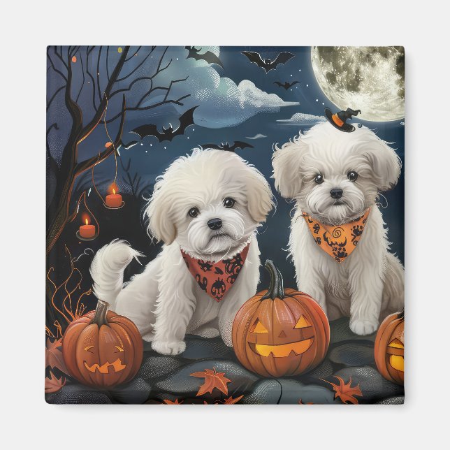 Bichon Frise Halloween Spooky Magnet (Front)