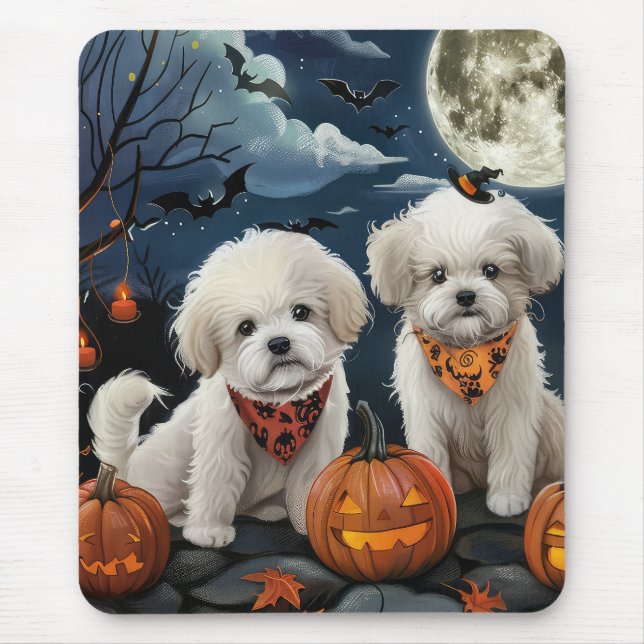 Bichon Frise Halloween Spooky Mouse Mat (Front)