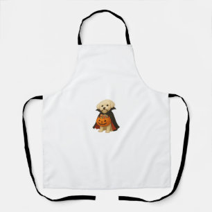 Bichon Frisé Halloween Vampire Pup with Pumpkin Ba Apron