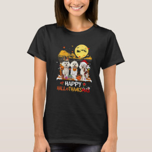 Bichon Frise Happy Hallothanksmas Halloween Thanks T-Shirt
