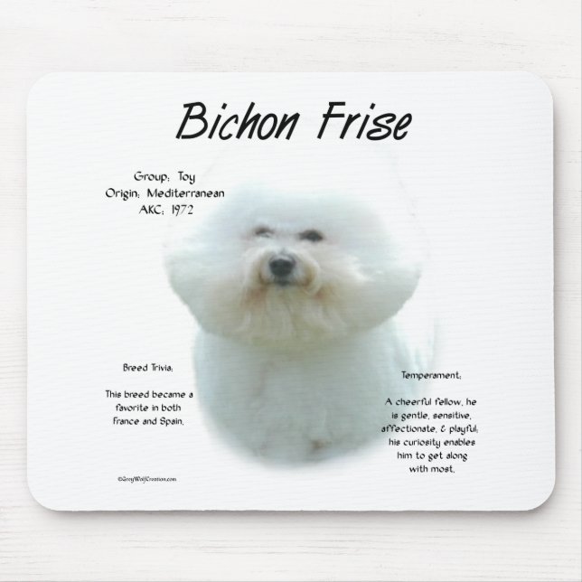 Bichon Frise History; All About Bichon Frise Mouse Mat (Front)