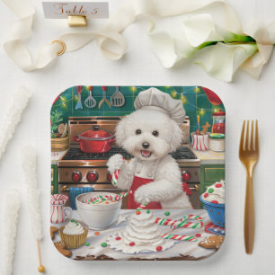 Bichon Frise Holiday Baking: Festive Christmas Paper Plate