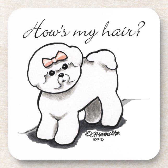 Bichon Frise Hows My Hair Coaster (Front)