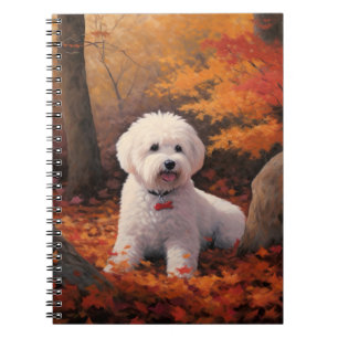 Bichon Frise in Autumn Leaves Fall Inspire  Notebook