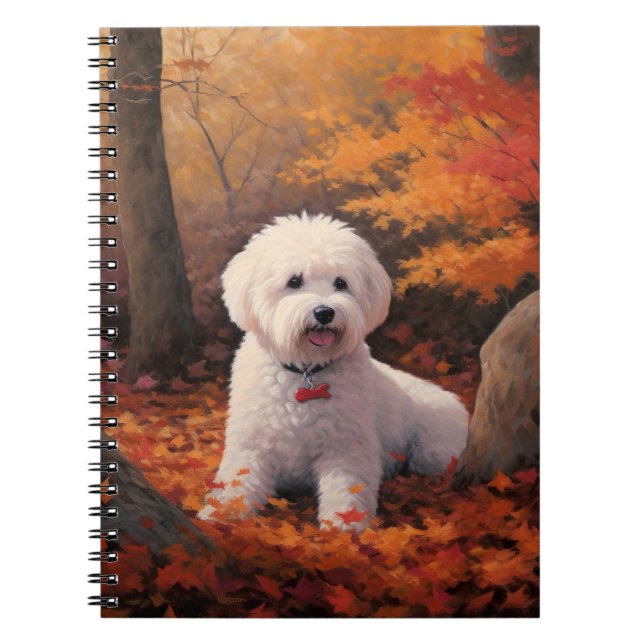 Bichon Frise in Autumn Leaves Fall Inspire  Notebook (Front)
