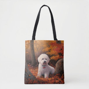 Bichon Frise in Autumn Leaves Fall Inspire  Tote Bag