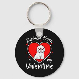 Bichon Frise Is My Valentine Heart Shape Dog Lover Key Ring