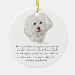 Bichon Frise Keepsake FEMALE Ceramic Tree Decoration