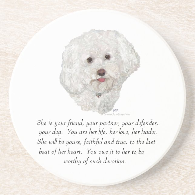 Bichon Frise Keepsake FEMALE Coaster (Front)