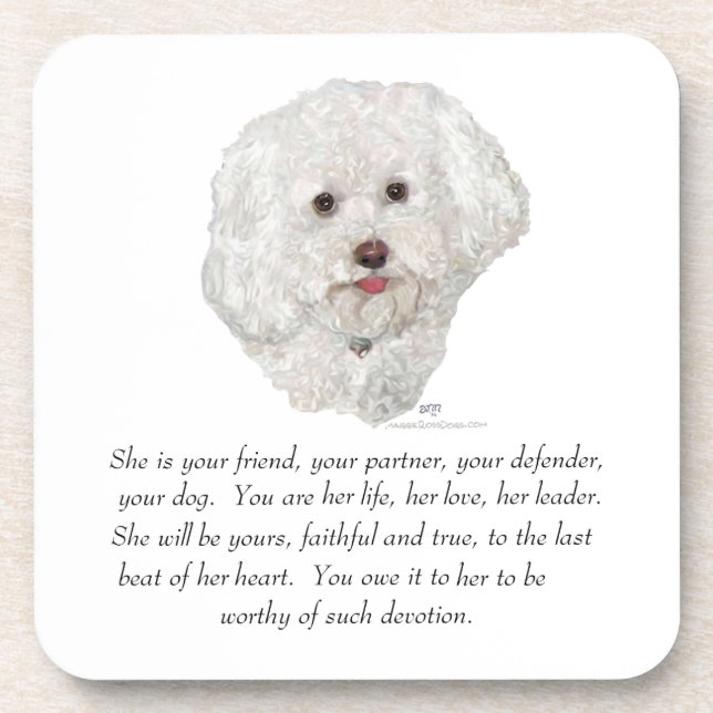 Bichon Frise Keepsake FEMALE Coaster (Front)