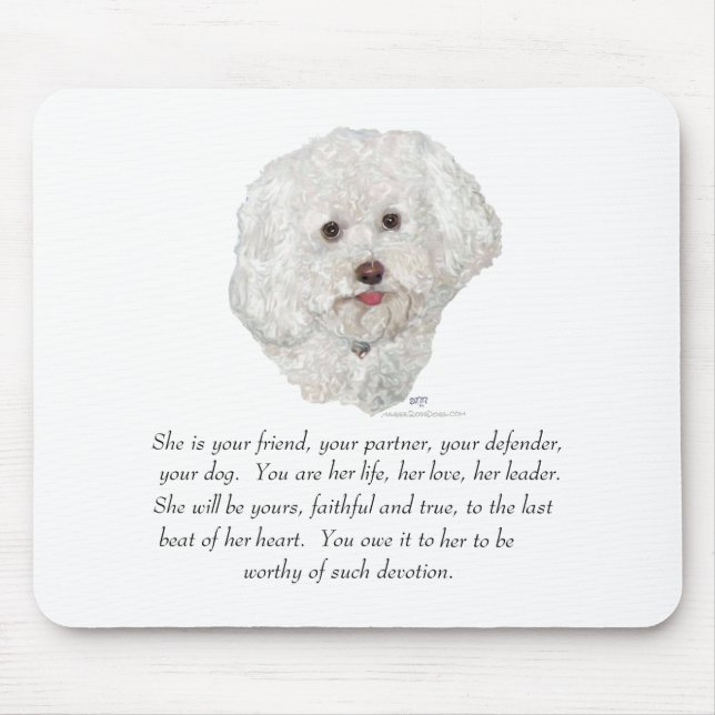Bichon Frise Keepsake FEMALE Mouse Mat (Front)