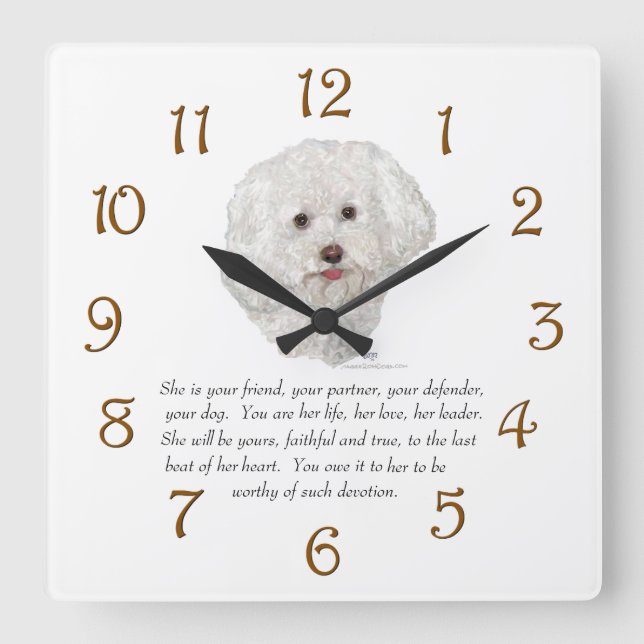 Bichon Frise Keepsake FEMALE Square Wall Clock (Front)