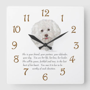 Bichon Frise Keepsake FEMALE Square Wall Clock