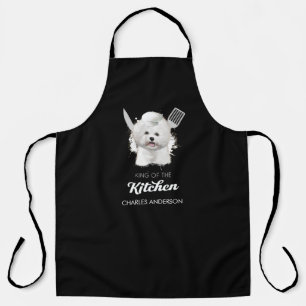 Bichon Frise King of the Kitchen Cooking Dog Chef Apron