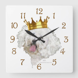 Bichon Frise King Square Wall Clock