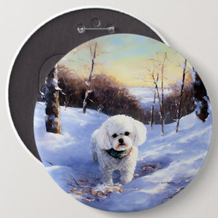 Bichon Frise Let It Snow Christmas 6 Cm Round Badge