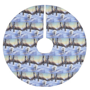 Bichon Frise Let It Snow Christmas  Brushed Polyester Tree Skirt