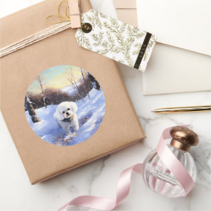 Bichon Frise Let It Snow Christmas  Classic Round Sticker
