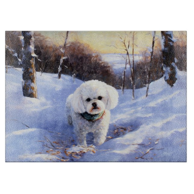 Bichon Frise Let It Snow Christmas  Cutting Board (Front)