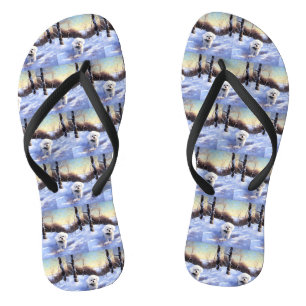 Bichon Frise Let It Snow Christmas  Flip Flops