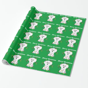 Bichon Frise Lights Christmas Wrapping Paper