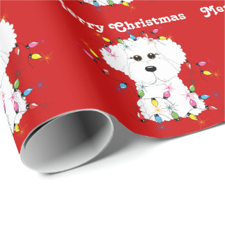 Bichon Frise Lights Christmas Wrapping Paper