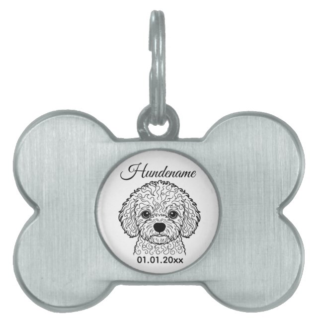 Bichon Frise Line Art Personalized Tag (Front)