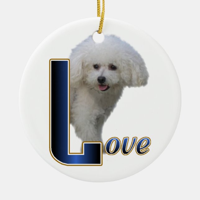Bichon Frise Love Ceramic Tree Decoration (Front)