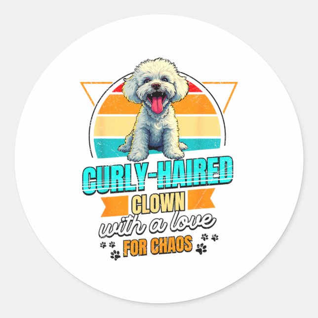 Bichon Frise Lover Funny Bichon Frise Retro  Classic Round Sticker (Front)