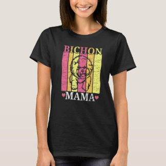 Bichon Frise Mama Dog  Dog Breeder Puppy Paw Love T-Shirt