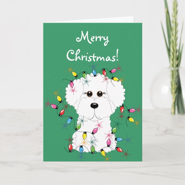 Bichon Frise Merry Christmas Card (Front)