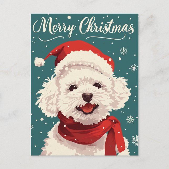 Bichon Frise Merry Christmas  Postcard (Front)